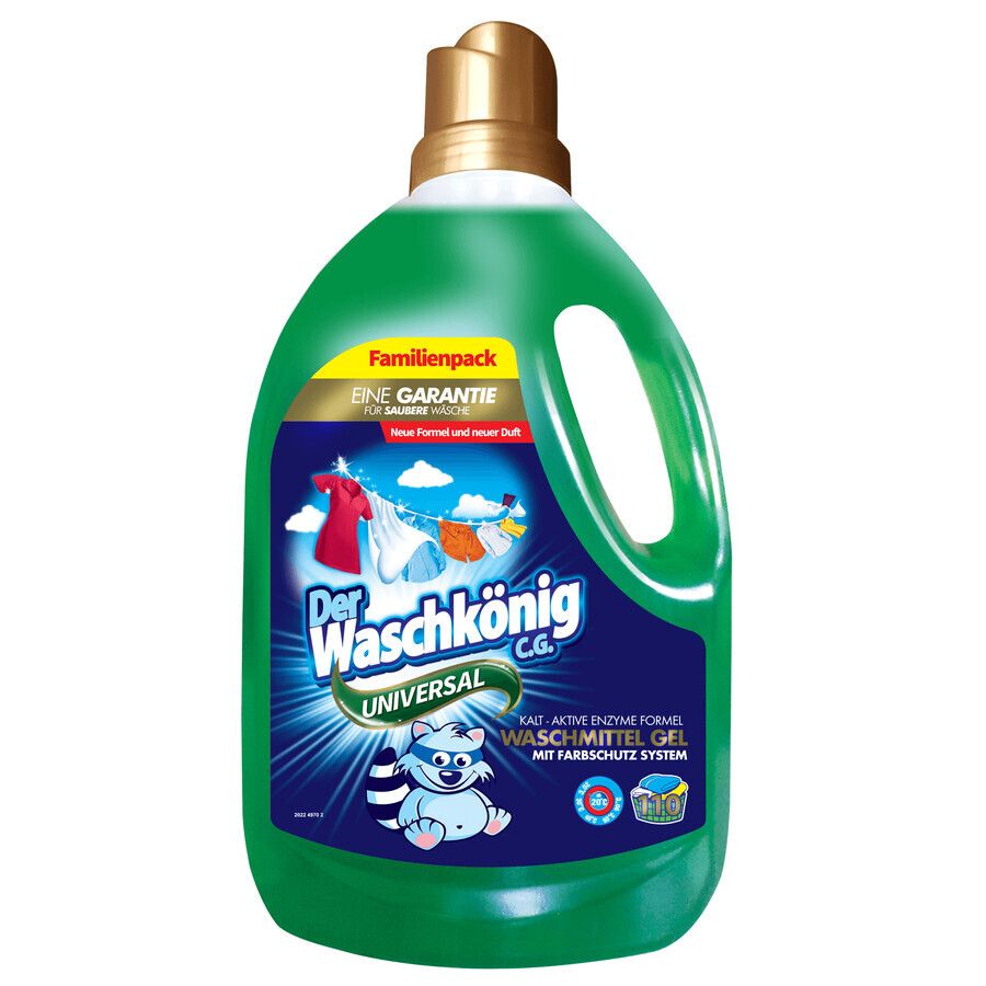 Der Waschkonig Universal, gel de lavage pour tissus blancs et colorés, 3.305 l