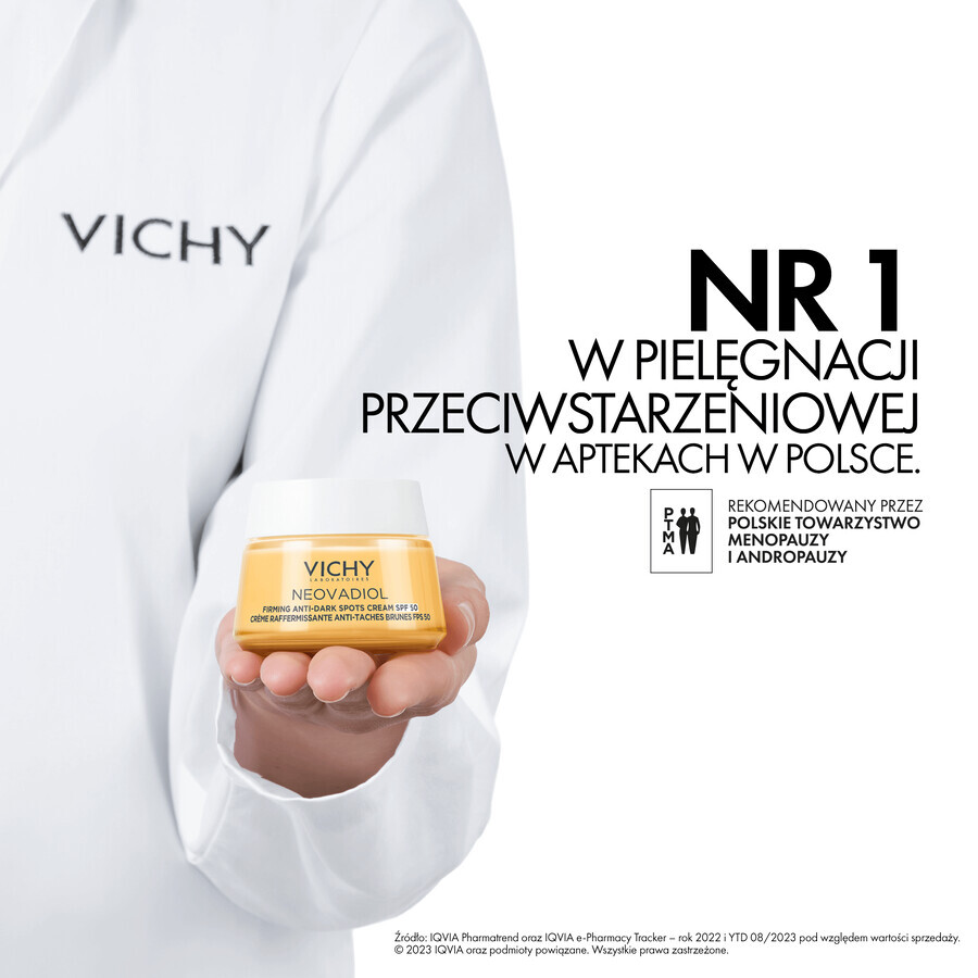 Vichy Neovadiol Post-Menopausa, crema giorno riparatrice contro l'iperpigmentazione, SPF 50, 50 ml