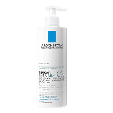 La Roche-Posay Lipikar Lait Urea 10%, lait hydratant pour le corps, 400 ml