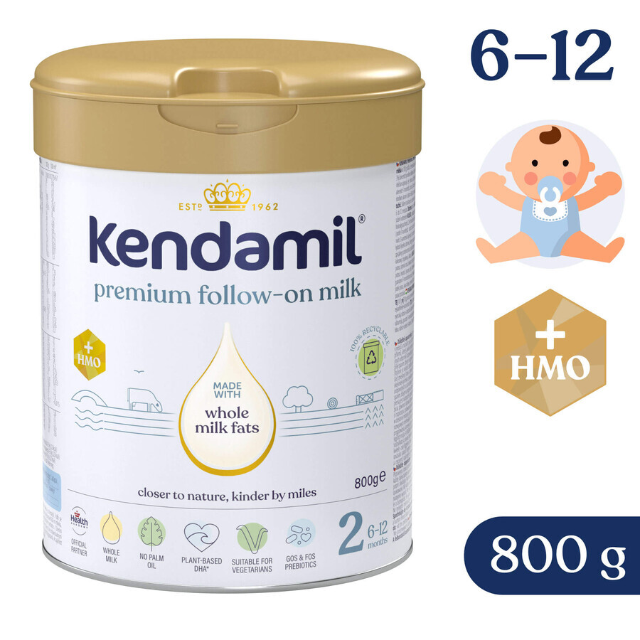 Kendamil Premium 2 HMO+, latte di proseguimento, dopo 6 mesi, 800 g