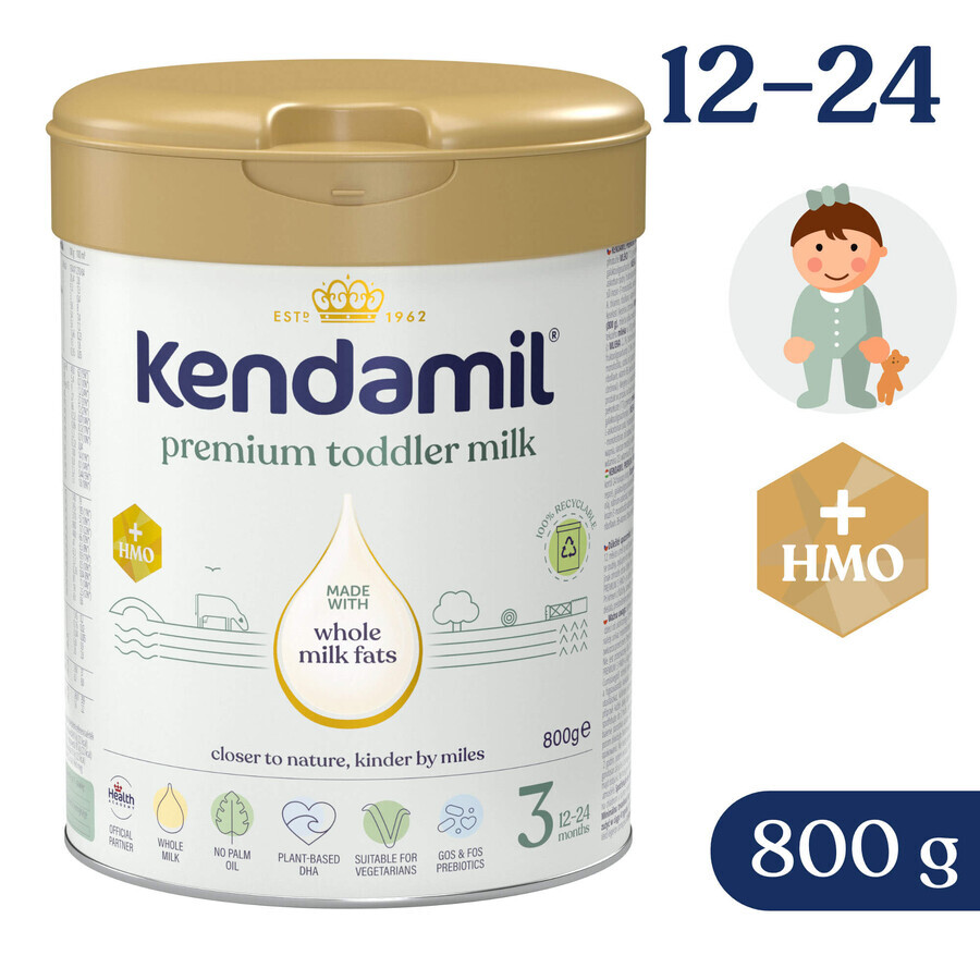 Kendamil Premium 3 HMO+, latte junior, dopo 12 mesi, 800 g