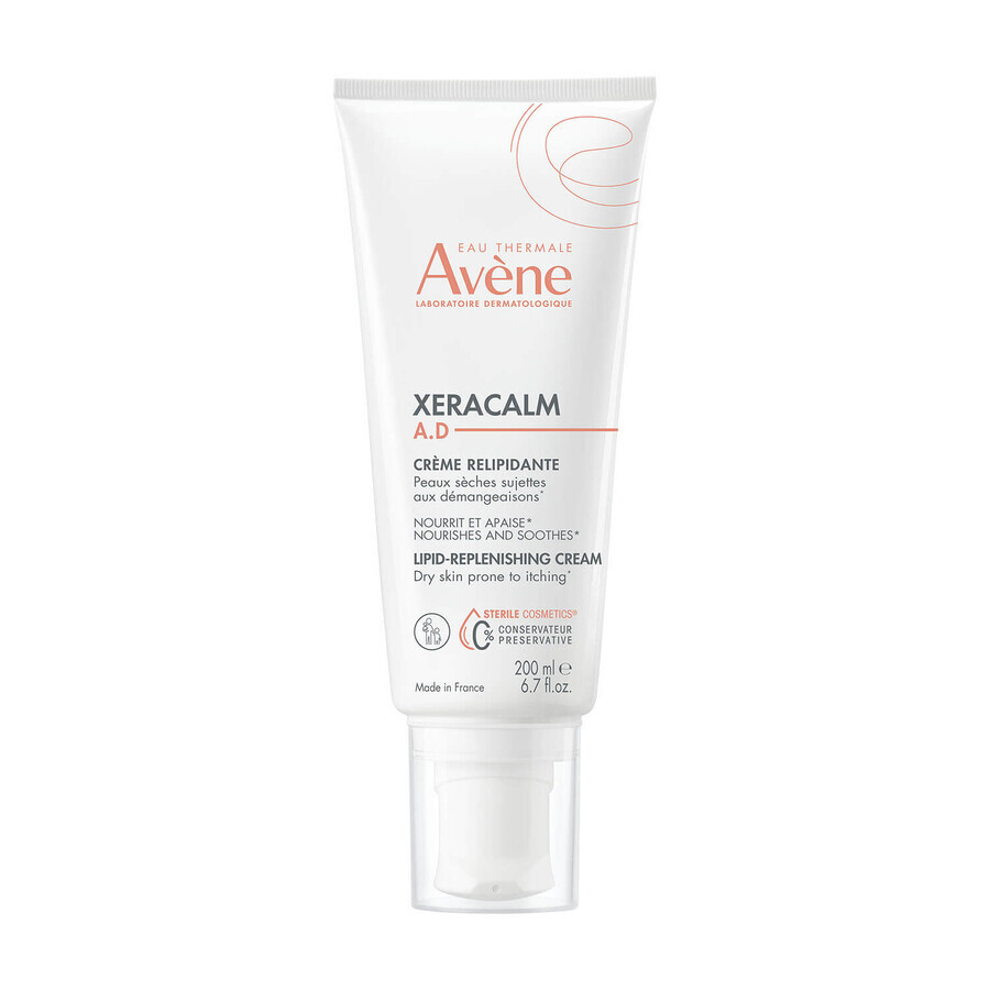 Avene XeraCalm A.D, crema lipidica ricostituente per viso e corpo, pelle molto secca, atopica e pruriginosa, 200 ml