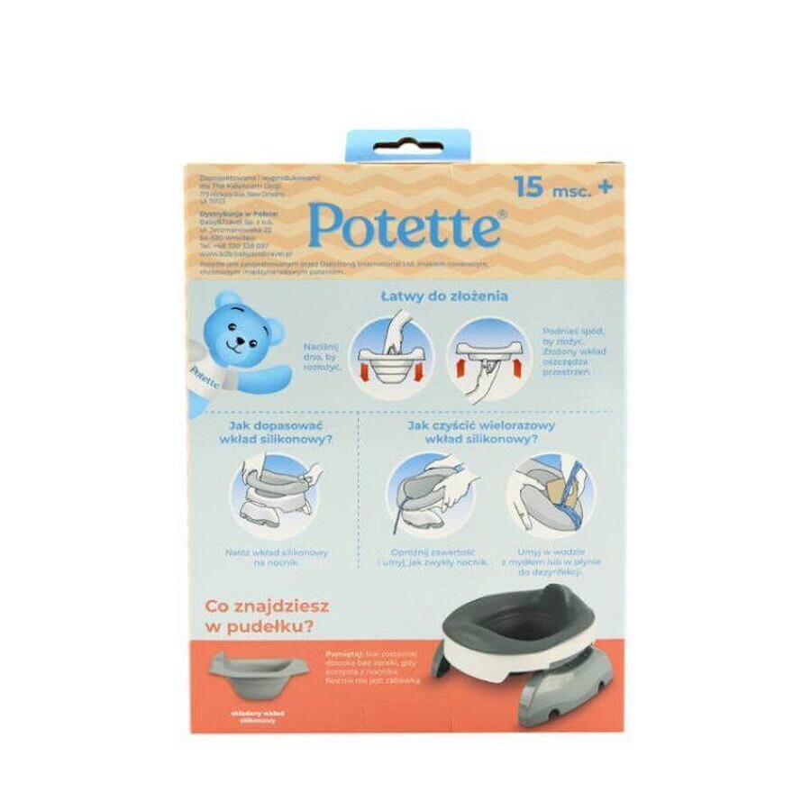 Potette Plus, orinal plegable de silicona, gris, 1 pieza