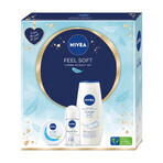 Nivea Feel Soft Set, Intensive Feuchtigkeitscreme für Gesicht, Körper und Hände, 100 ml + Original Care, Roll-on Antitranspirant, 48h, 50 ml + Creme Soft, Duschgel, 250 ml 