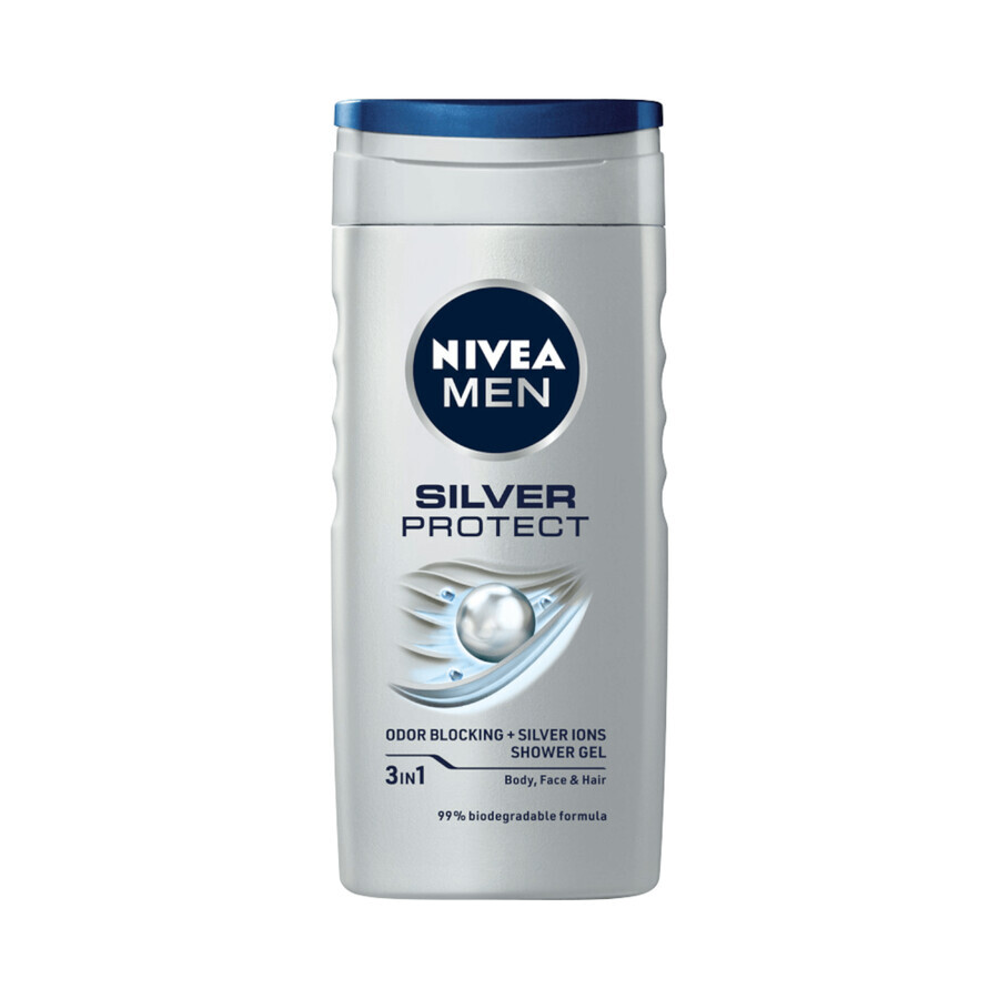 Nivea Men Silver Control kit, balsamo dopobarba, antibatterico, 100 ml + roll-on antitraspirante, 48h, 50 ml + gel doccia 3-in-1 per viso, corpo e capelli, 250 ml