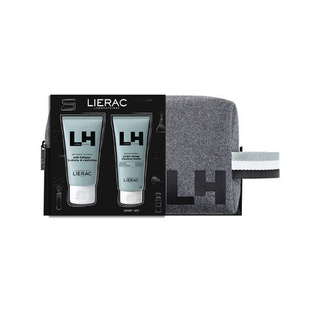 Set Lierac Homme, gel facial energizante, 50 ml + gel de ducha multifuncional, 50 ml + neceser de regalo