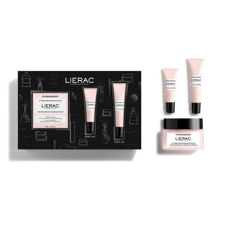 Set Lierac Hydragenist, crema idratante illuminante, 50 ml + siero, 15 ml + crema occhi, 7,5 ml in regalo