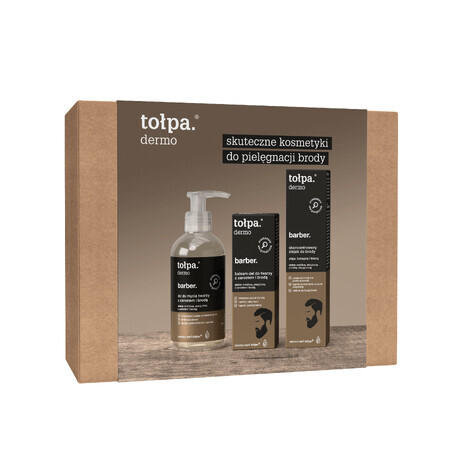 Set Tolpa Dermo Barber, gel detergente per il viso, 150 ml + balsamo-gel per il viso, 75 ml + olio concentrato per la barba, 40 ml