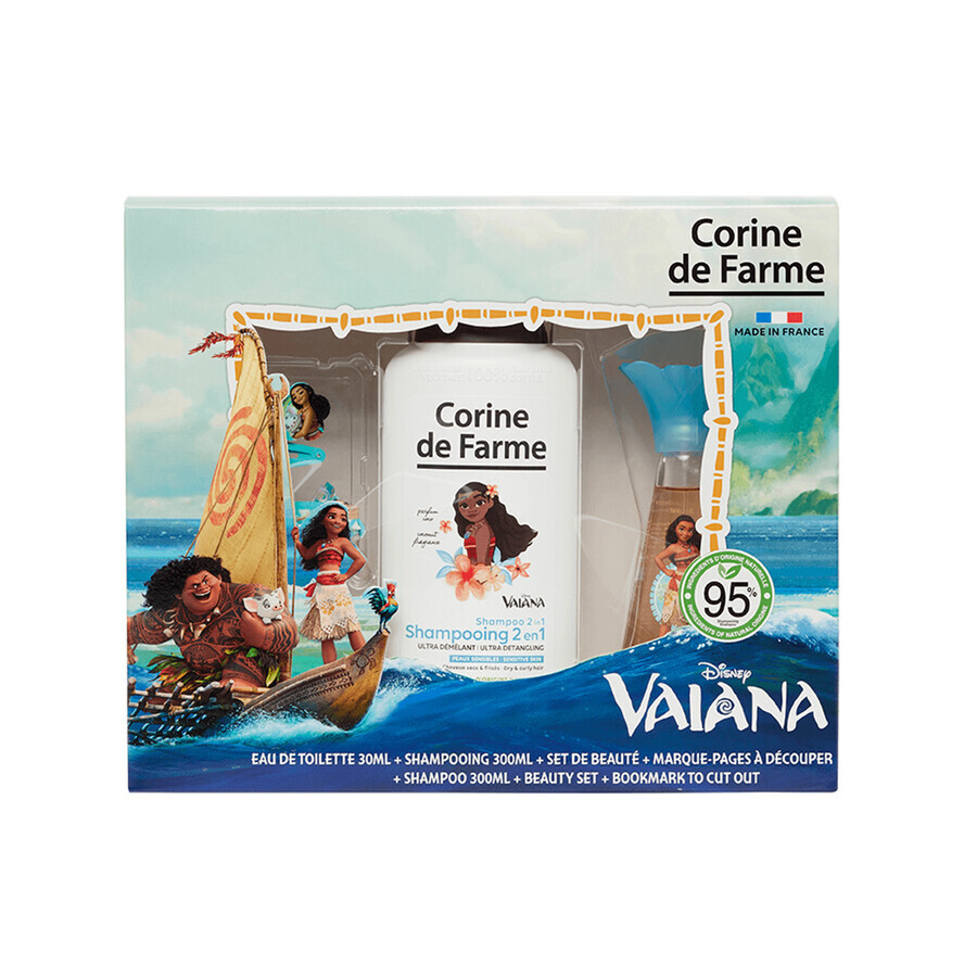 Set Corine De Farme Disney Vaiana, eau de toilette, 30 ml + gel doccia, 300 ml + fermagli per capelli, 2 pezzi + bracciale, 1 pezzo 