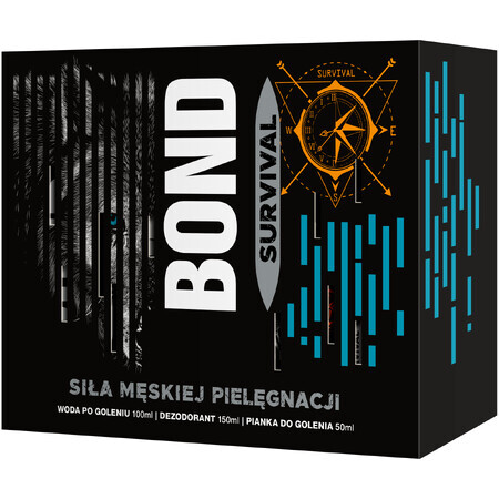 Kit di sopravvivenza Bond, dopobarba, 100ml + deodorante, 150ml + schiuma da barba, 50ml