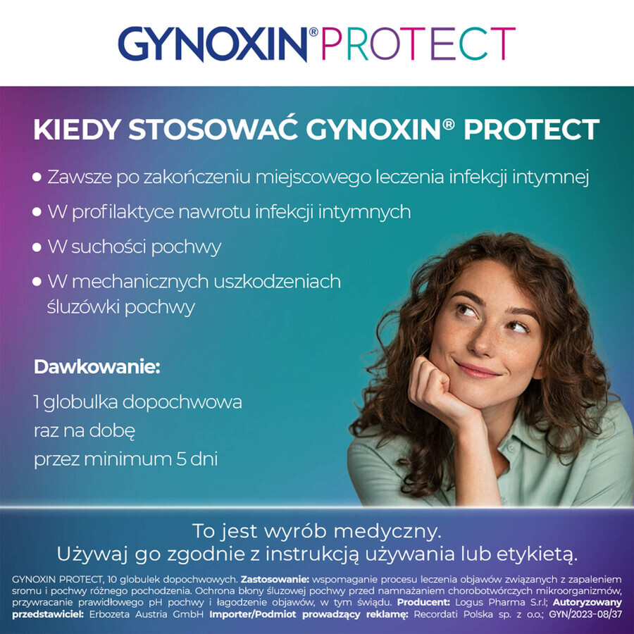 Ovuli vaginali Gynoxin Protect, 10 pezzi, Recordati