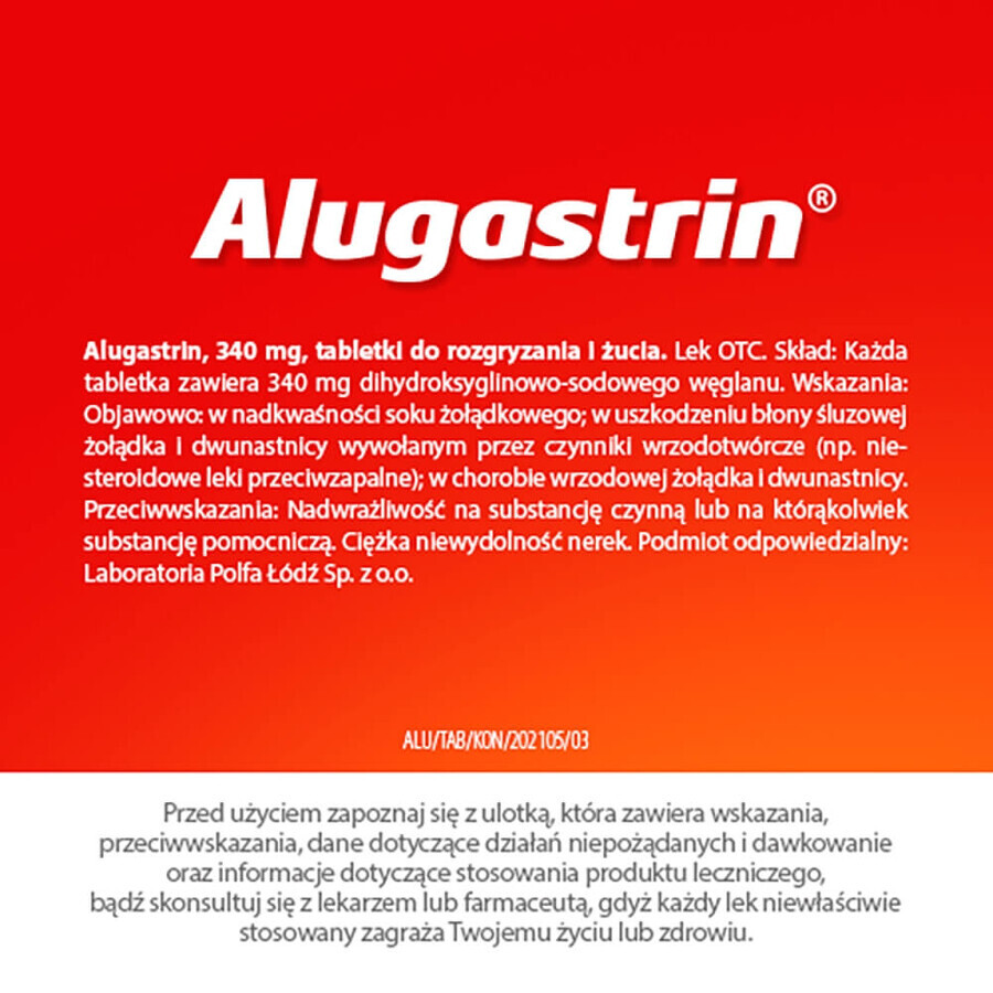 Alugastrina 340 mg, gusto menta, 40 compresse masticabili