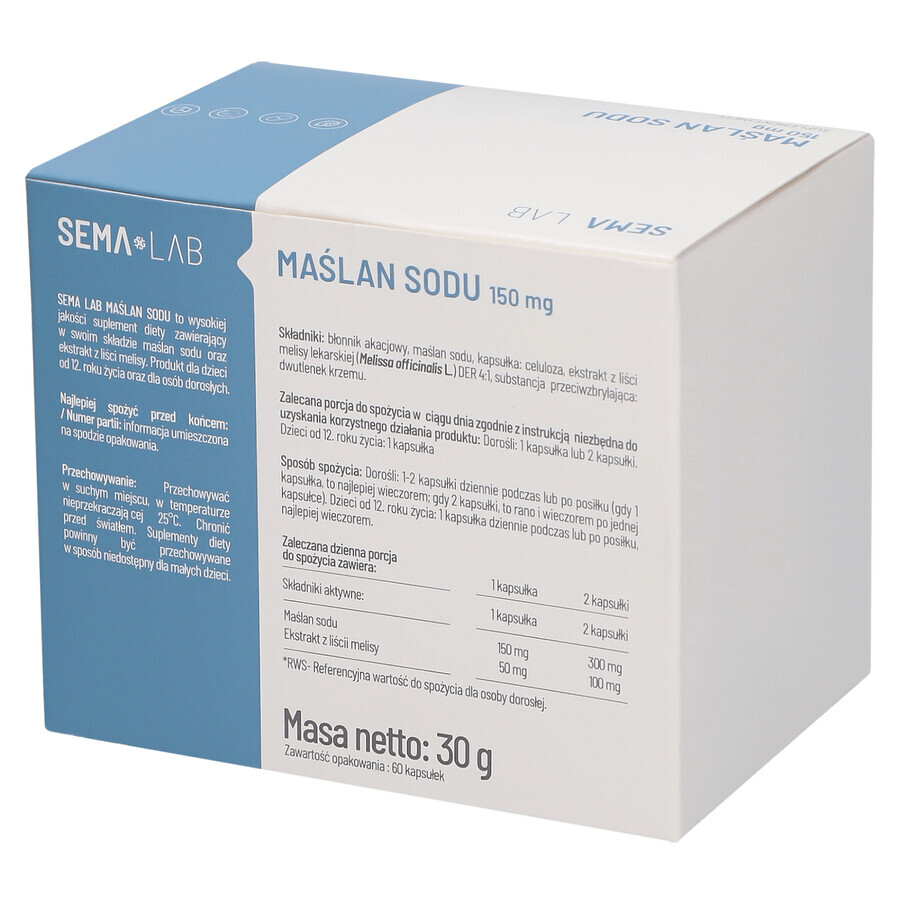 SEMA LAB Butirrato di sodio 150 mg, 60 capsule a rilascio ritardato