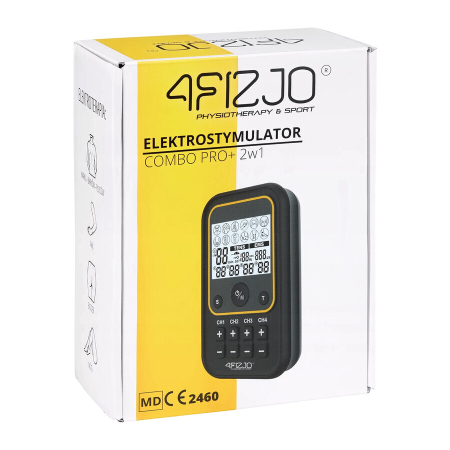 4Fizjo Pro+, elettrostimolatore 2 in 1, TENS, EMS, ricaricabile