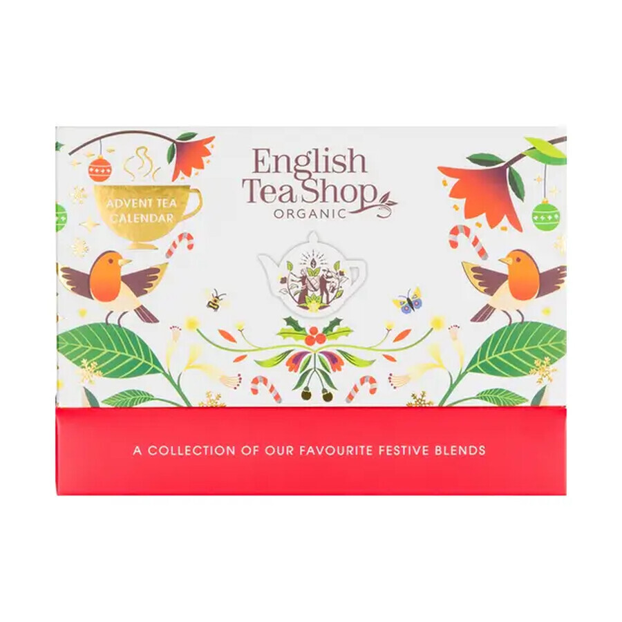 English Tea Shop Organic set, Calendario dell'avvento del tè bio di lusso, 13 gusti, 1,78 g x 25 bustine