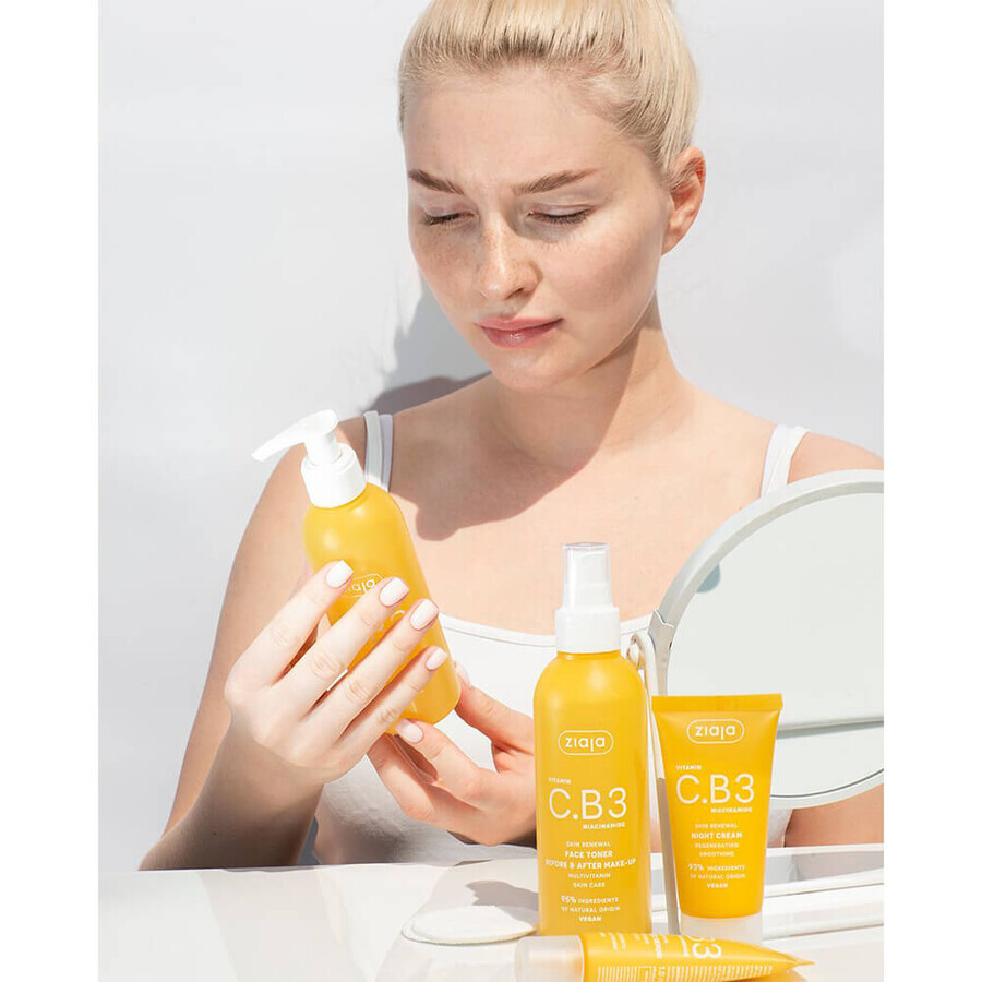 Ziaja Vitamine C.B3 Niacinamide set, wake-up crème, 50 ml + bodylotion, 200 ml + tonic, 190 ml + reinigingsgel, 190 ml