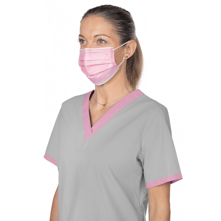 Opharm, maschera medica, monouso, 3 strati, tipo IIR, rosa, 10 pezzi