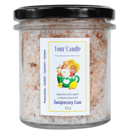 Your Candle, sale da bagno naturale con oli essenziali, Christmas Time, 350 g