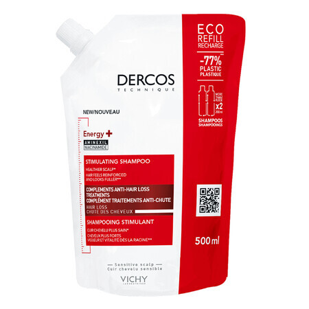 Vichy Dercos Energy+, shampooing stimulant, spare, 500 ml