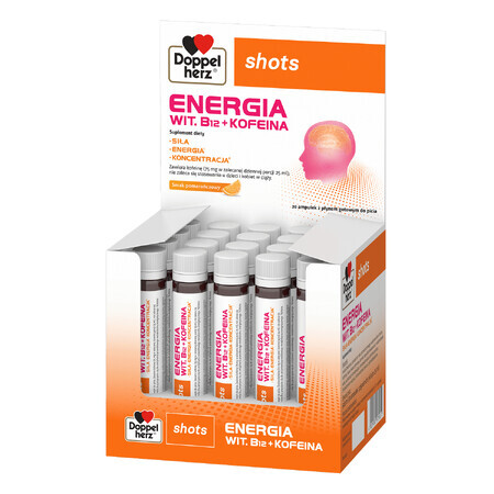 Doppelherz Shots Energy, liquido, gusto arancia, 25 ml x 20 fiale