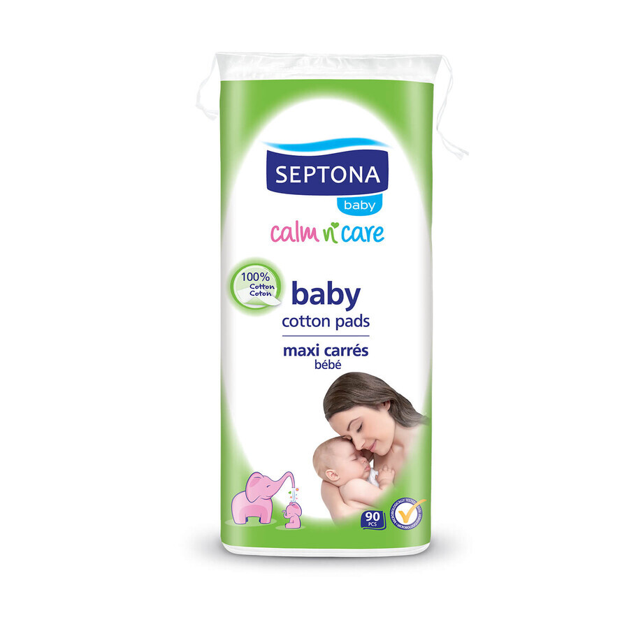 Septona Baby Calm n Care, cuscinetti cosmetici per bambini, 100% cotone, 90 pezzi