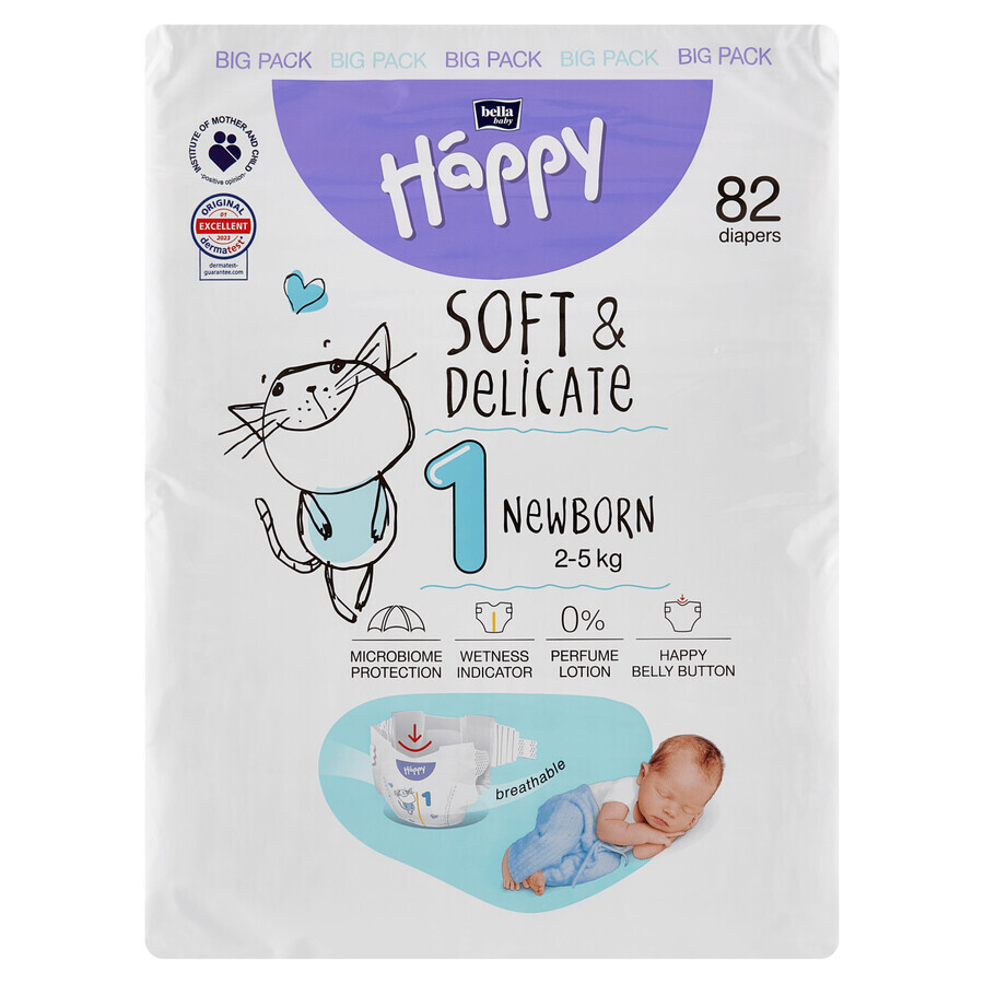 Bella Baby Happy, diapers, size 1 Newborn, 2-5 kg, 82 pcs