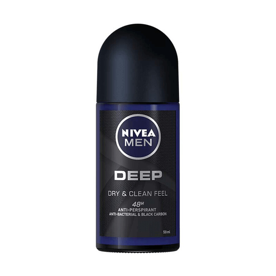 Deodorante roll-on per uomo Deep Black, 50 ml, Nivea