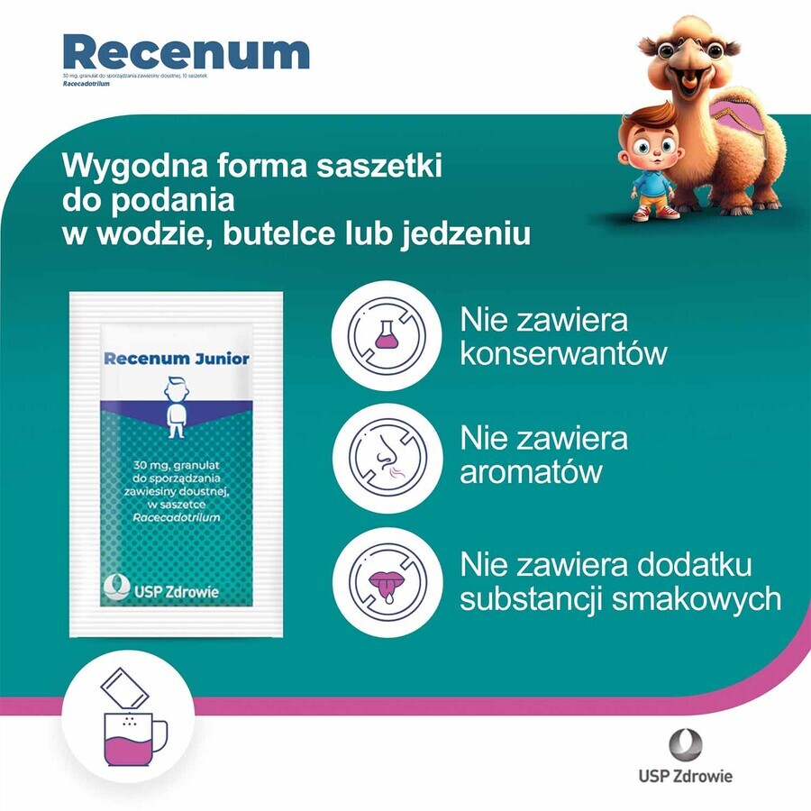 Recenum Junior, 30 mg, granulato per sospensione orale, sopra i 6 anni, 10 bustine