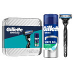 Gillette Mach 3 Set, rasoio, 1 pezzo + gel da barba, 75 ml