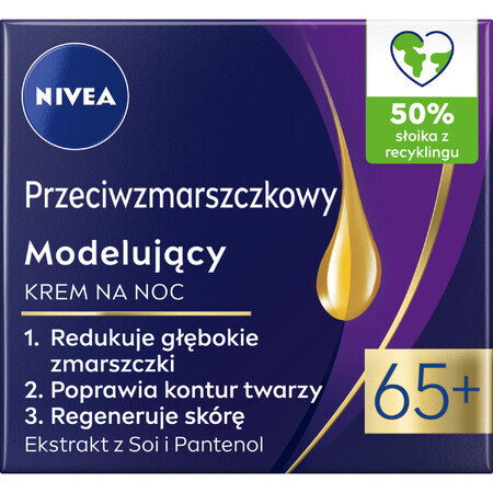 Nivea, crema modellante antirughe 65+, crema notte, 50 ml