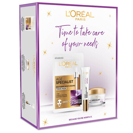 Kit L'Oréal Age Expert 55+, crema facial, 50 ml + mascarilla, 30 g + crema contorno de ojos, 15 ml