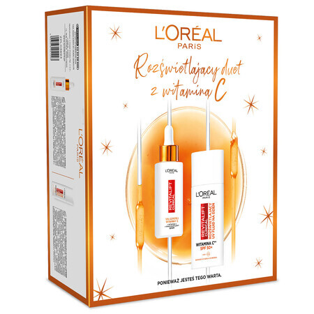 L'Oreal Revitalift Clinical kit, verhelderend serum voor het gezicht, 12% pure vitamine C, 30 ml + verhelderende fluid, SPF 50+, 50 ml