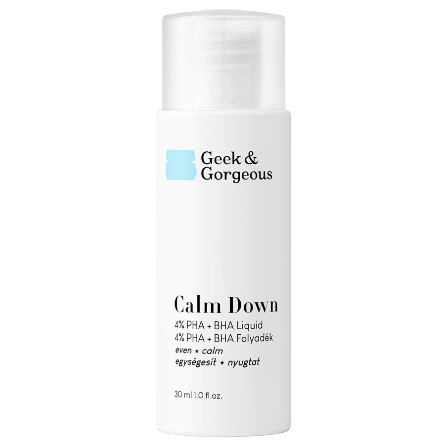 Geek &amp; Gorgeous Calm Down, esfoliante delicato con 4% di acidi PHA + BHA, 30 ml