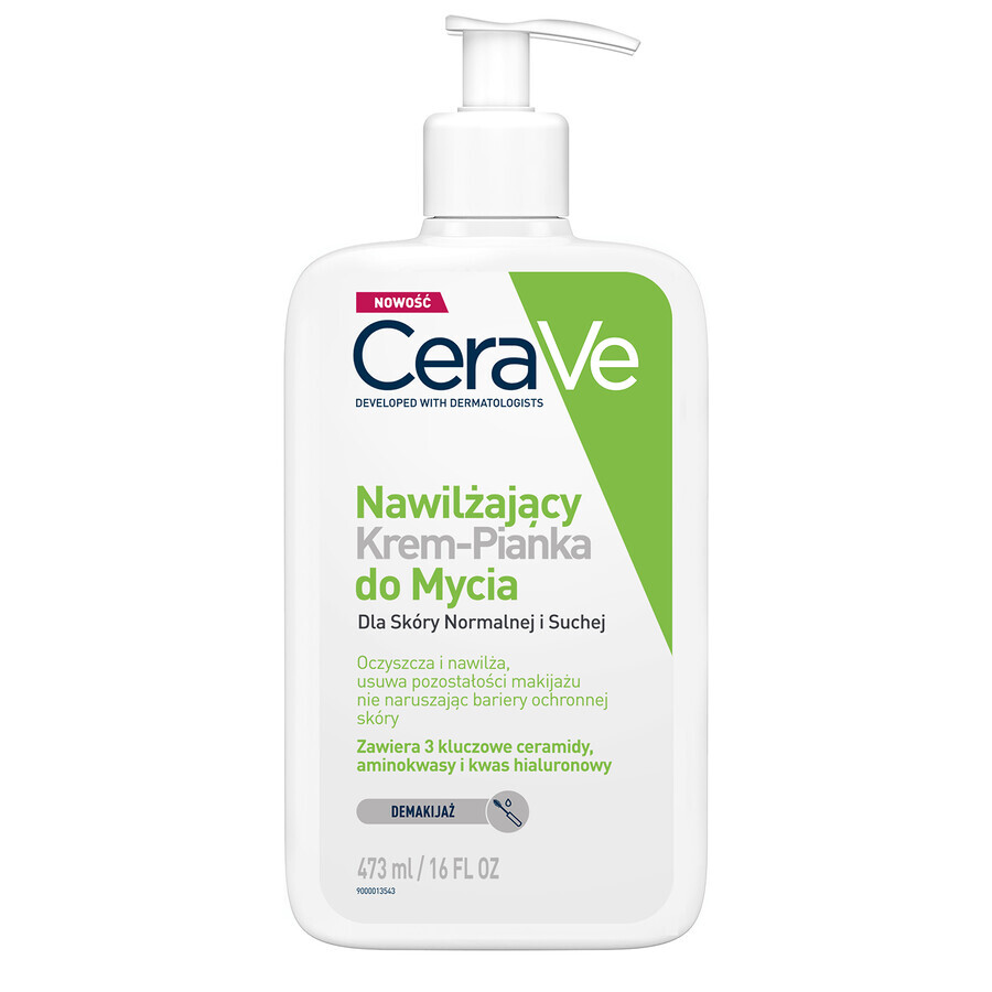 CeraVe, detergente in crema-schiuma idratante, pelle normale e secca, 473 ml