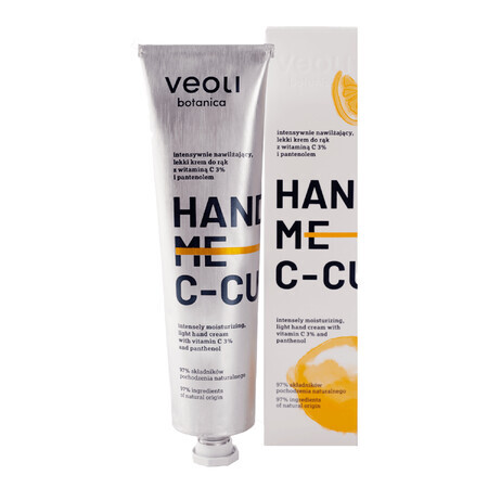 Veoli Botanica Hand Me C-Cure, crème hydratante intensive pour les mains avec vitamine C 3% et panthénol, 75 ml