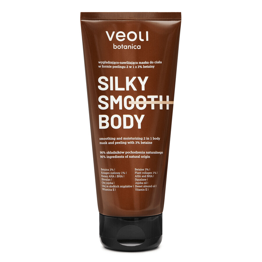 Veoli Botanica Silky Smooth Body, glättende und feuchtigkeitsspendende Körpermaske in Form eines 2-in-1-Peelings mit 3% Betain, 180 ml