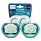 Avent Ultra Air Nighttime, ciuccio, silicone, simmetrico, fosforescente, bambino, SCF376/13, 6-18 mesi, 2 pezzi