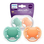 Avent Ultra Soft, succhietto in silicone, simmetrico, neutro, SCF091/03, 0-6 mesi, 2 pezzi