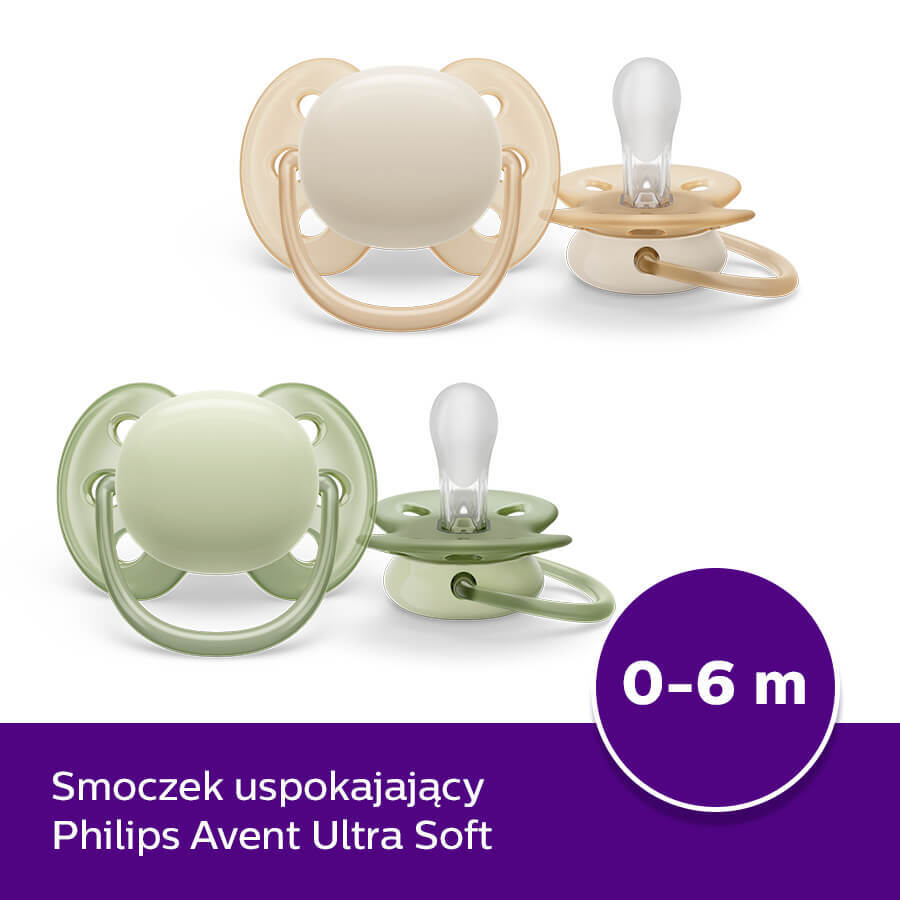 Avent Ultra Soft, succhietto, in silicone, simmetrico, neutro, SCF091/05, 0-6 mesi, 2 pezzi