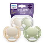 Avent Ultra Soft, succhietto, in silicone, simmetrico, neutro, SCF091/05, 0-6 mesi, 2 pezzi