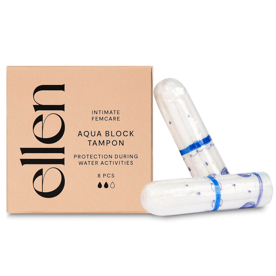 Ellen Sport Aqua Block, hygienische Tampons für das Schwimmbad, 8 Stück