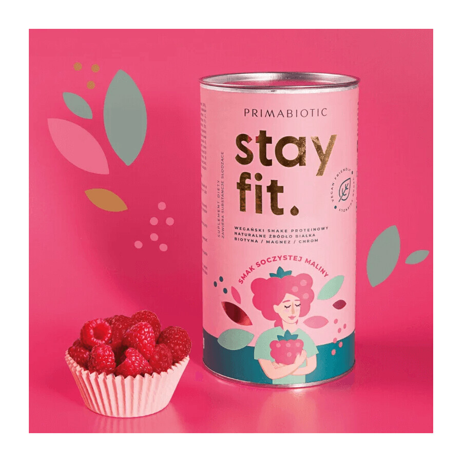 Primabiotic Stay Fit, veganistische proteïneshake, sappige frambozensmaak, 500 g