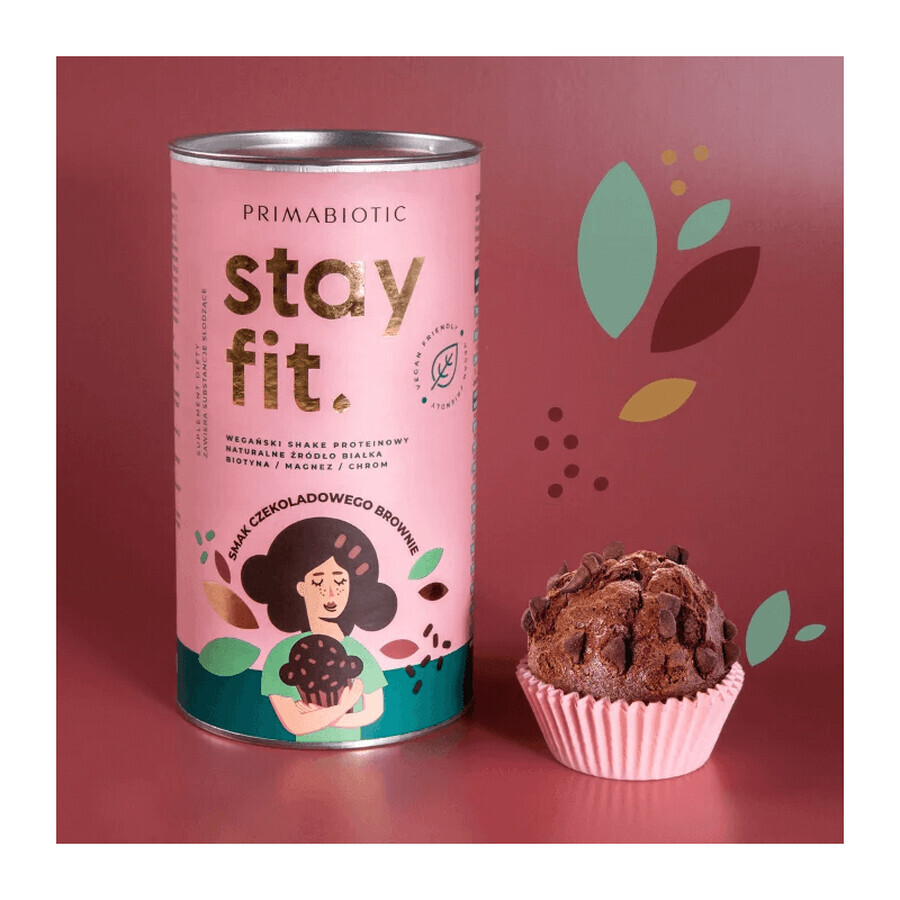 Primabiotic Stay Fit, frullato proteico vegano, gusto brownie al cioccolato, 500 g