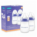 Lansinoh, NaturalWave teat bottle slow flow, 2 x 160 ml