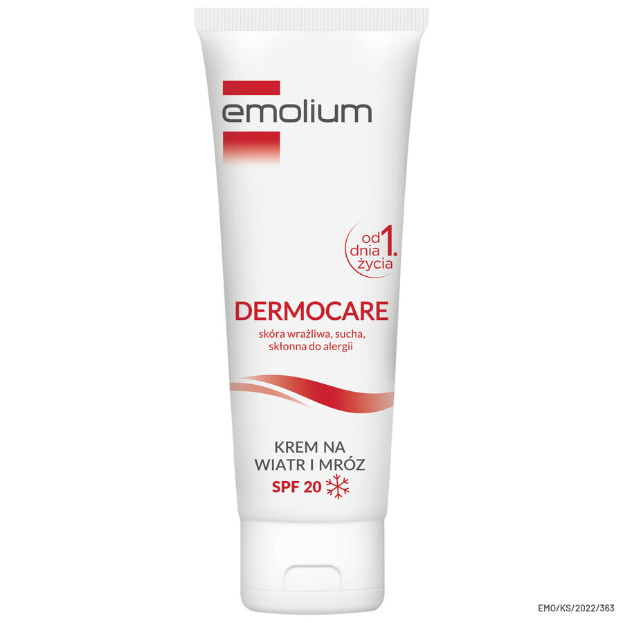 Set Emolium Dermocare, crema vento e gelo, dal 1° giorno, SPF 20, 2 x 75 ml + emulsione bagno, 50 ml in omaggio