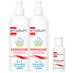 Emolium Dermocare Set 3 in 1, lozione da bagno, gel lavante e shampoo, dopo 1 mese, 2 x 400 ml + emulsione da bagno, 50 ml in omaggio