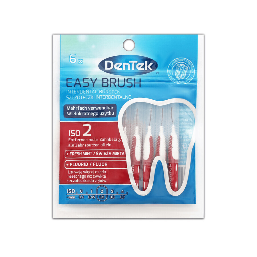 DenTek Easy Brush, scovolini interdentali, misura 2, 0,5 mm, 6 pezzi