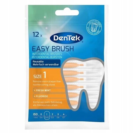 DenTek Easy Brush, scovolini interdentali, misura 1, 0,45 mm, 12 pezzi