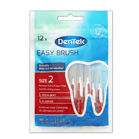 DenTek Easy Brush, scovolini interdentali, misura 2, 0,5 mm, 12 pezzi