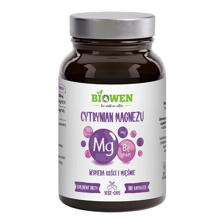 Biowen Citrato di magnesio + vitamina B6, 100 capsule
